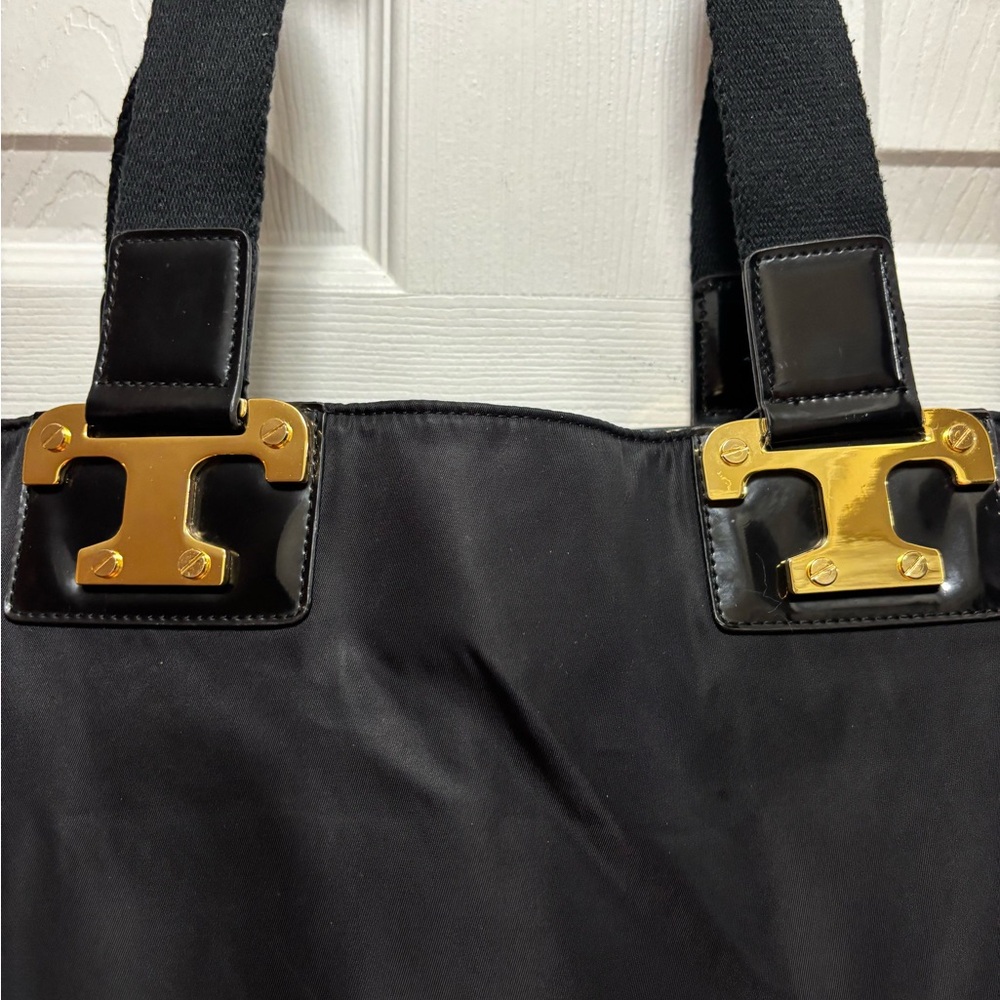 Tory Burch NICO Black Patent and Nylon Large Tote in EUC - Picture 5 of 15